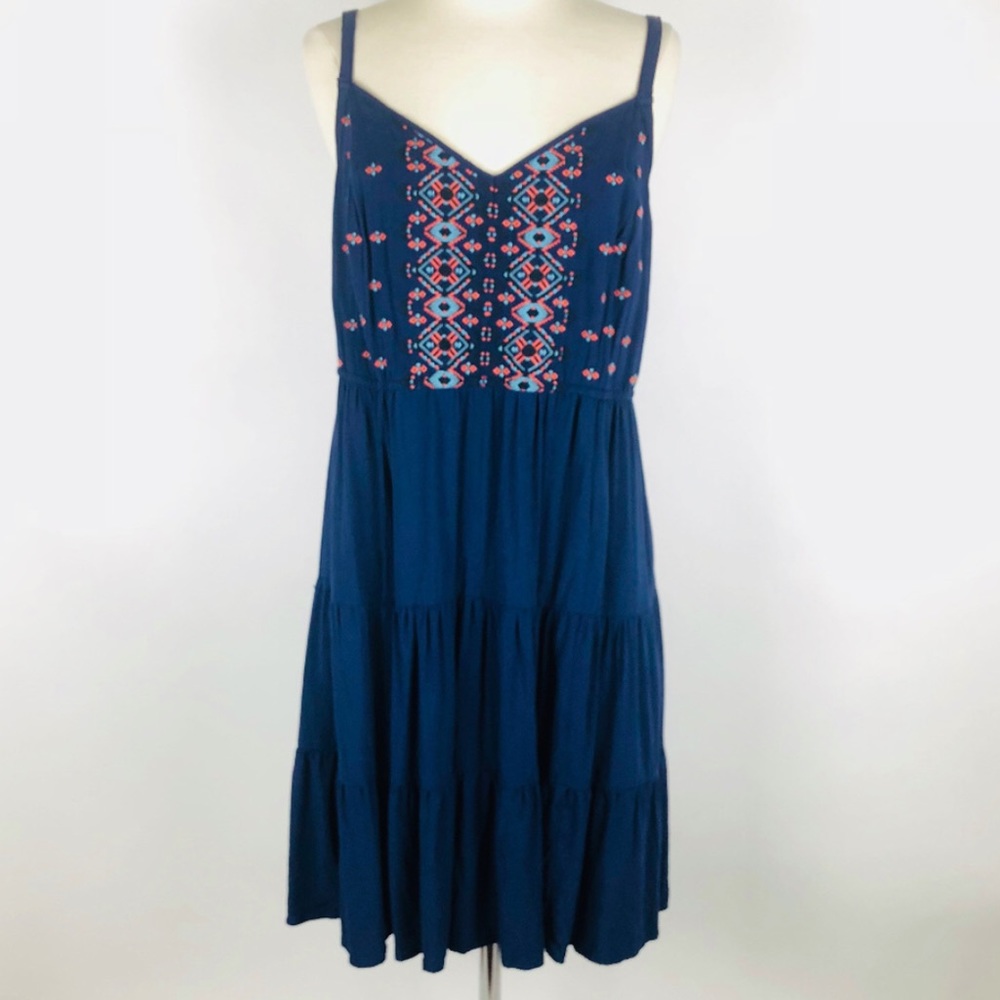 Torrid Embroidered Navy Dress